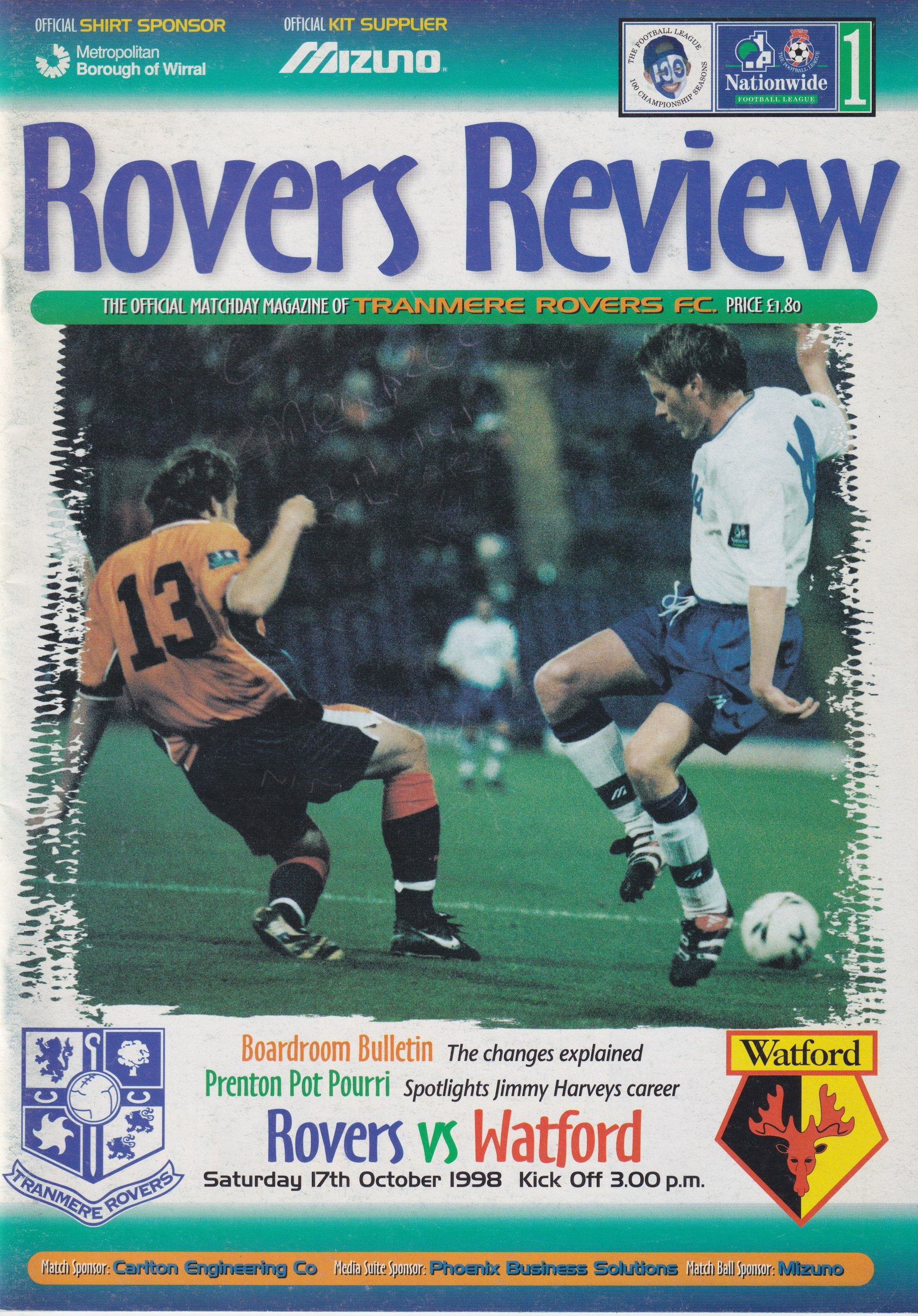 Tranmere Rovers v Watford match programme